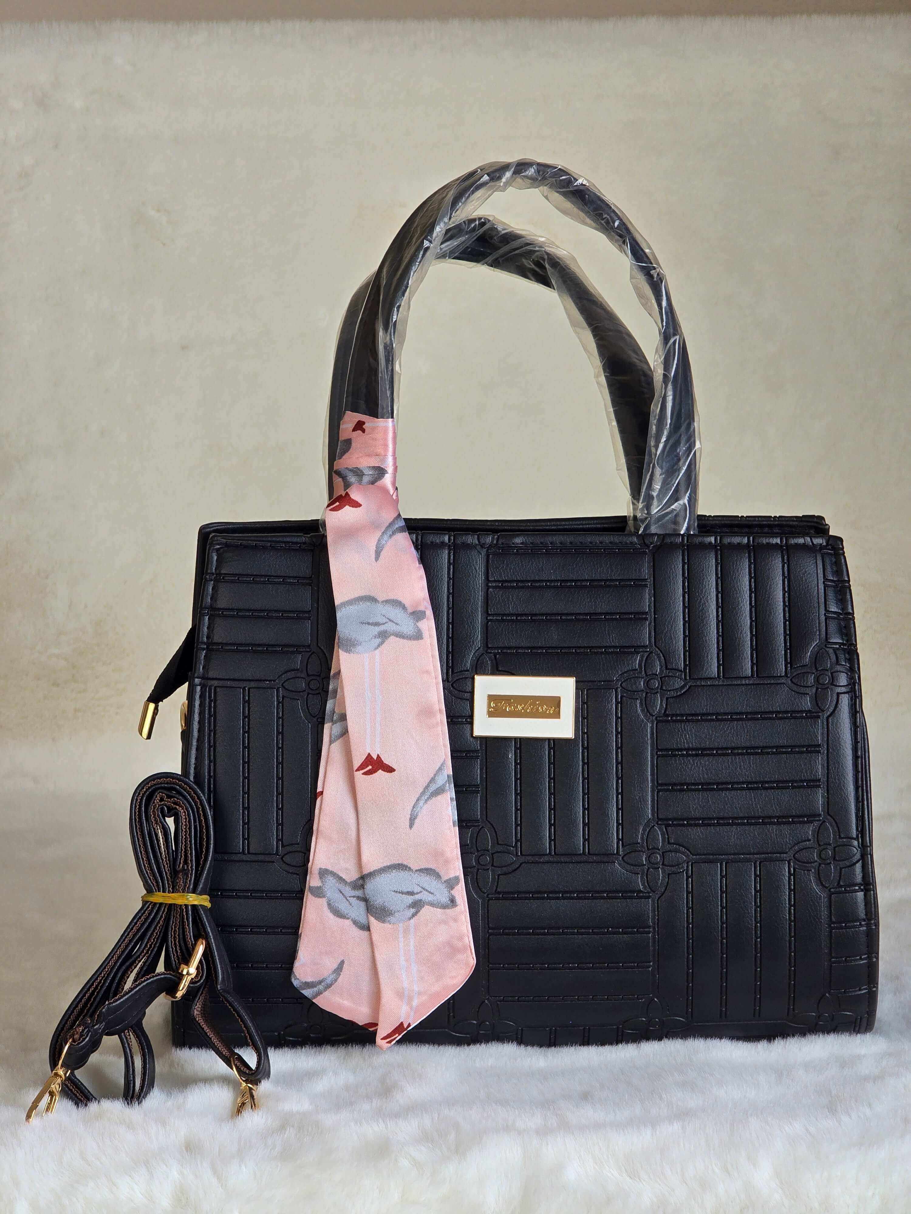 Mint Bloom Luxe Bag - Black Medium